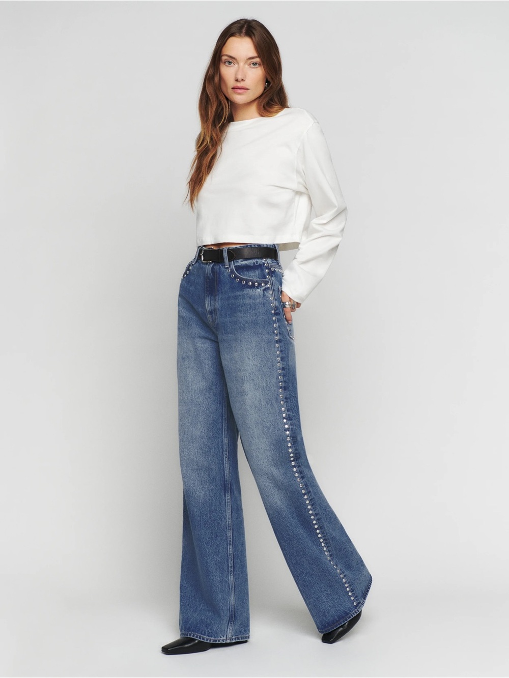 Reformation Cary High Rise Slouchy Wide Leg Long Jeans